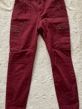 Banana Republic Skinny Cargo Jeans in Deep Burgundy